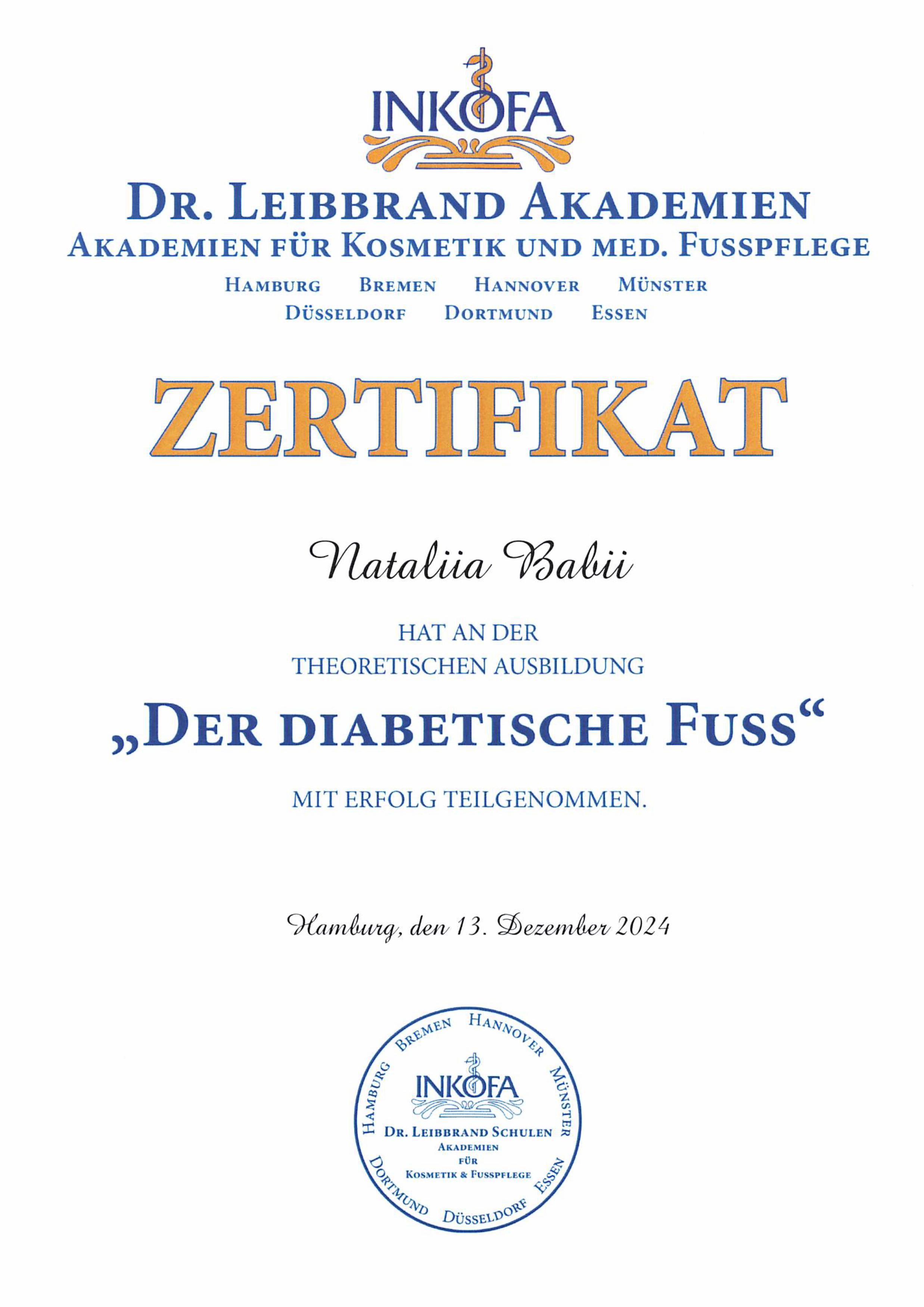 Zertifikat INKOFA dr. Leibbrand Akademie – Seite 3