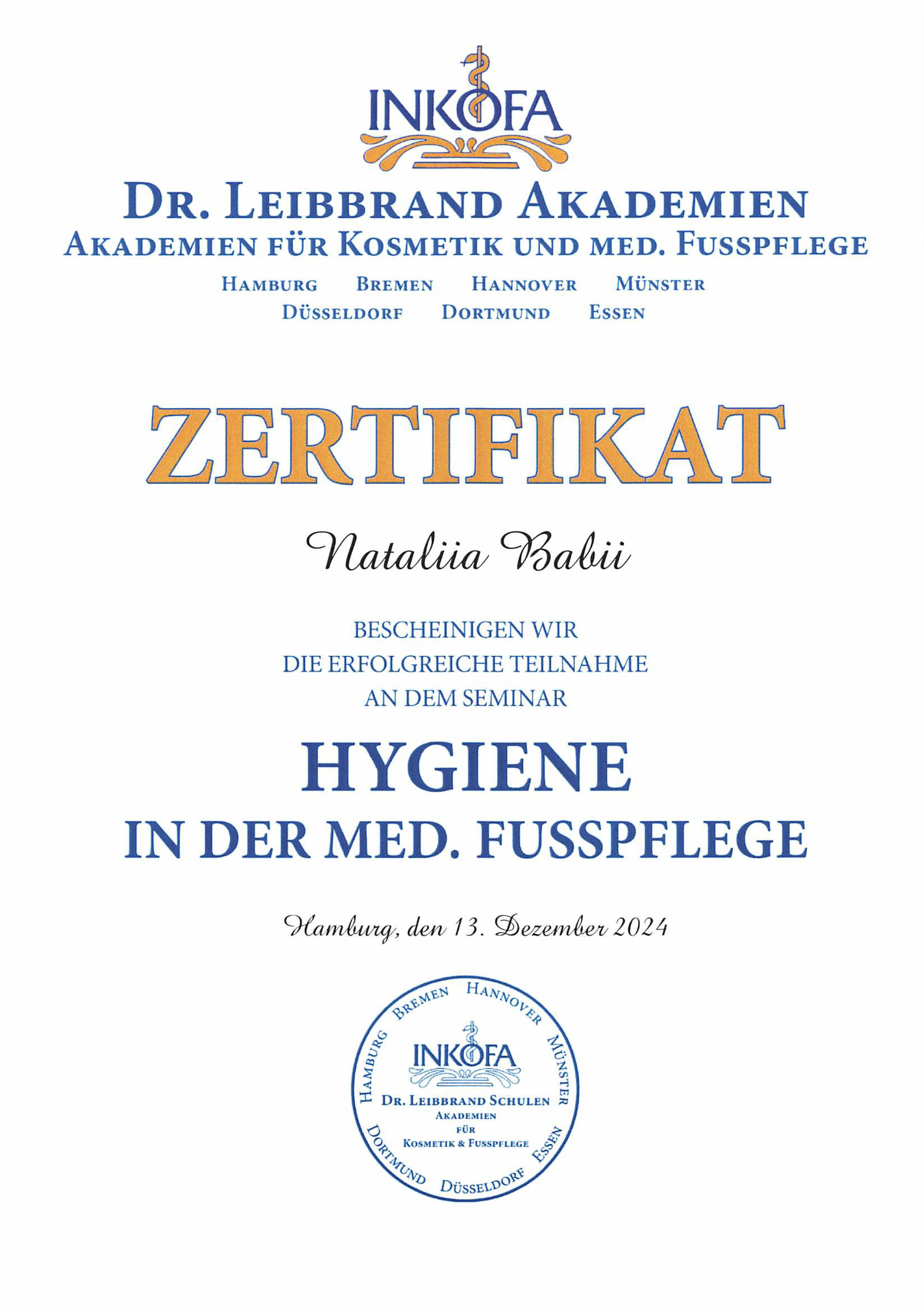 Zertifikat INKOFA dr. Leibbrand Akademie – Seite 4