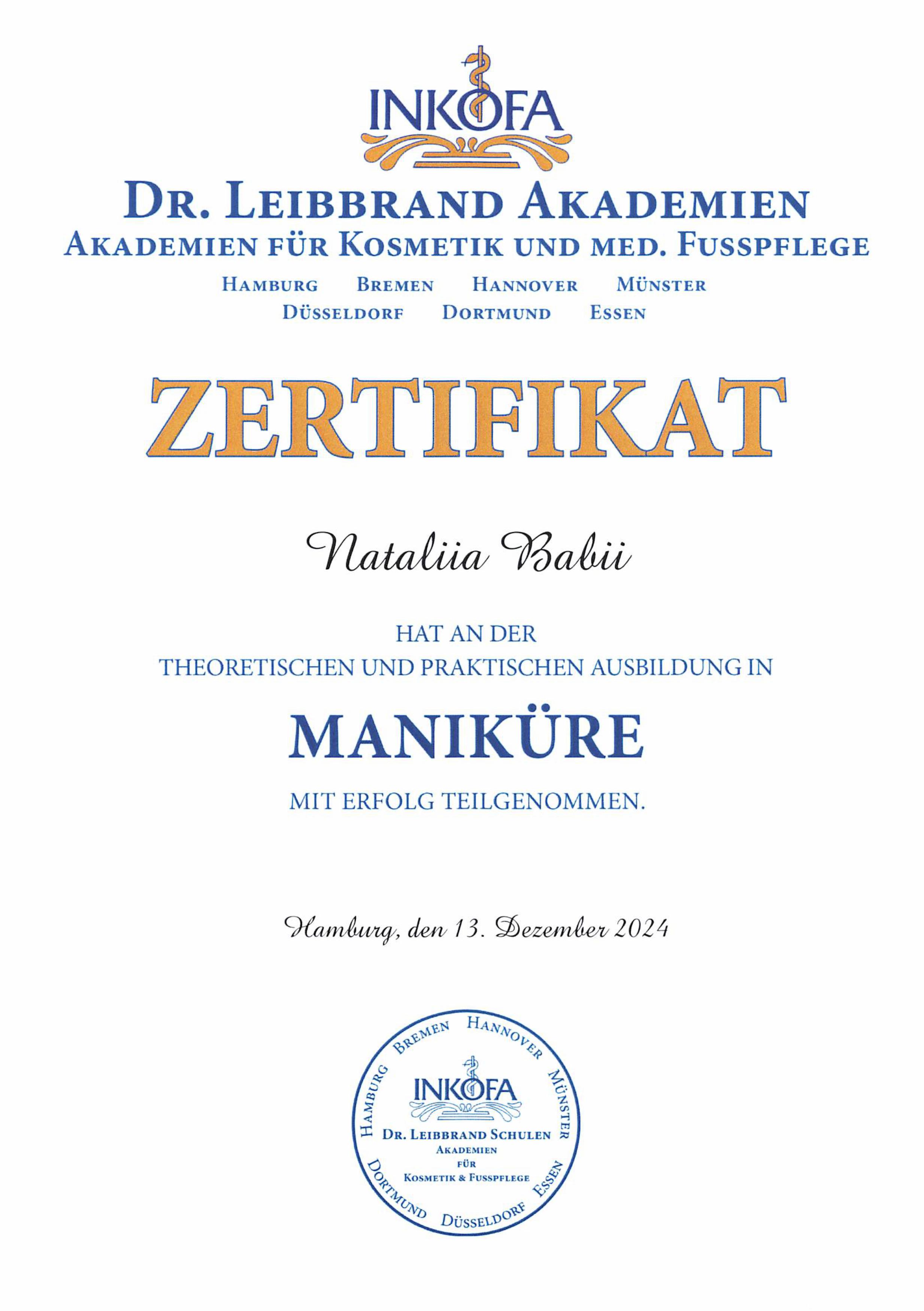 Zertifikat INKOFA dr. Leibbrand Akademie – Seite 6